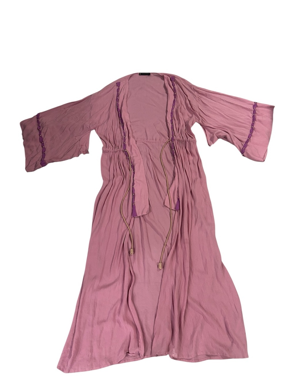 Vix Paula Hermanny Pamela Tie-Front Pink long Cover Up Size M